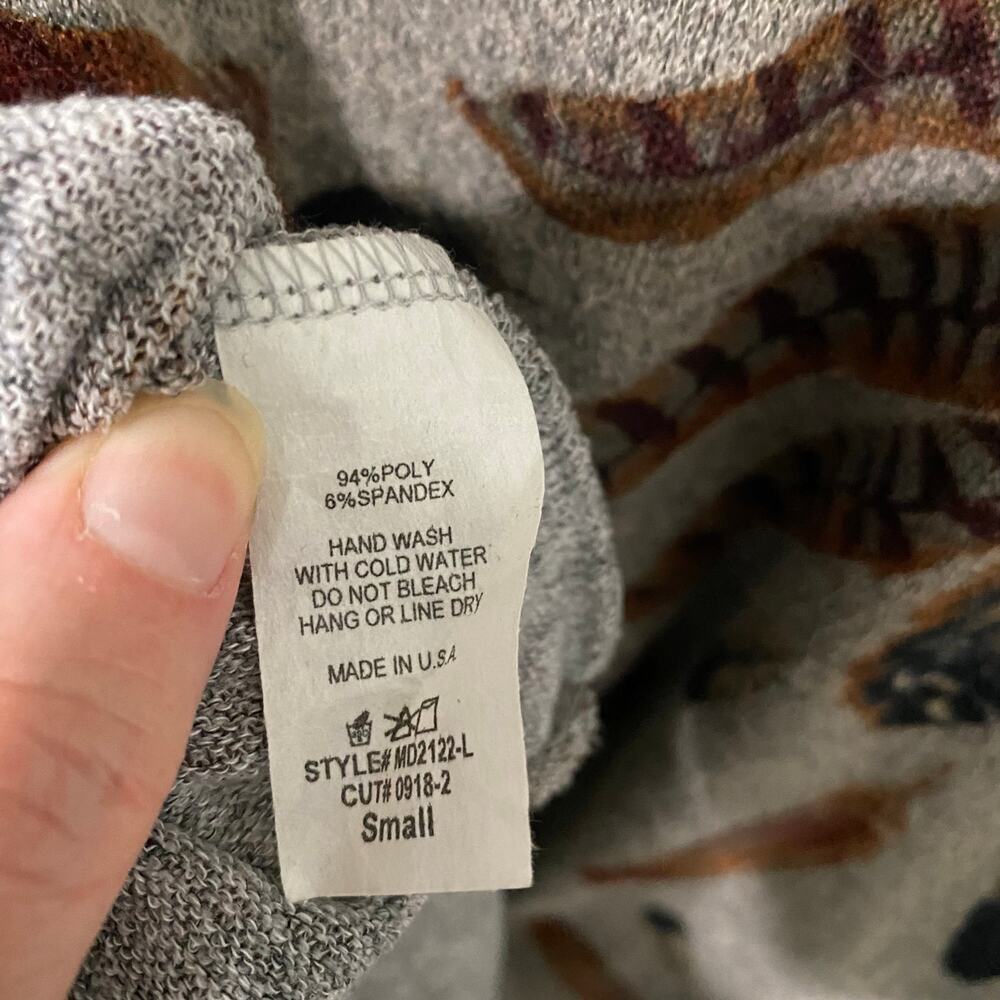 Lilypad Feather Print Swing Dress S Criss Cross Neck A-Line Mini - Picture 5 of 6